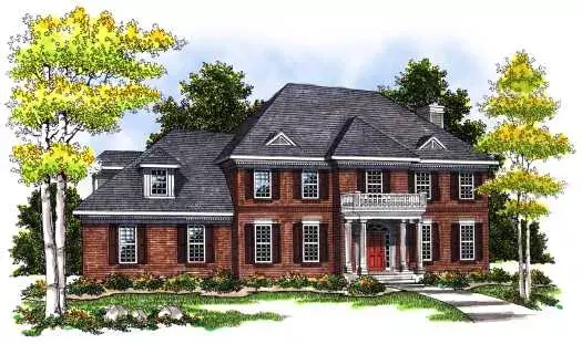 Southern Colonial house plans 7-386 - front exterior, 2,465 sq ft, 3 bed, 2 bath house plans | Monster House Plans