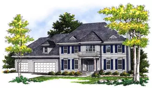Colonial house plans 7-387 - front exterior, 2,917 sq ft, 4 bed, 2 bath house plans | Monster House Plans