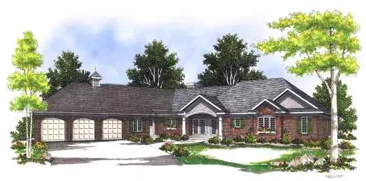 Ranch house plans 7-393 - front exterior, 4,464 sq ft, 3 bed, 2 bath house plans | Monster House Plans