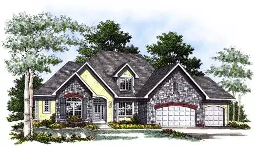 French Country house plans 7-416 - front exterior, 3,040 sq ft, 4 bed, 3 bath house plans | Monster House Plans