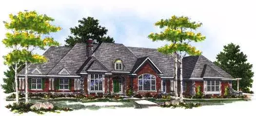 French Country house plans 7-417 - front exterior, 5,376 sq ft, 3 bed, 3 bath house plans | Monster House Plans