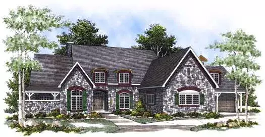 European house plans 7-418 - front exterior, 4,247 sq ft, 3 bed, 2 bath house plans | Monster House Plans