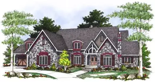 European house plans 7-419 - front exterior, 3,728 sq ft, 3 bed, 3 bath house plans | Monster House Plans