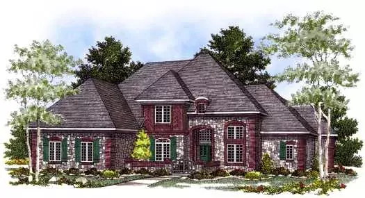 European house plans 7-420 - front exterior, 3,487 sq ft, 4 bed, 3 bath house plans | Monster House Plans
