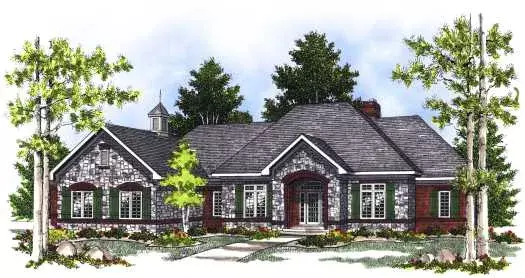 European house plans 7-421 - front exterior, 2,518 sq ft, 2 bed, 2 bath house plans | Monster House Plans