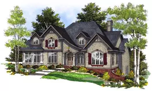French Country house plans 7-425 - front exterior, 3,489 sq ft, 4 bed, 3 bath house plans | Monster House Plans