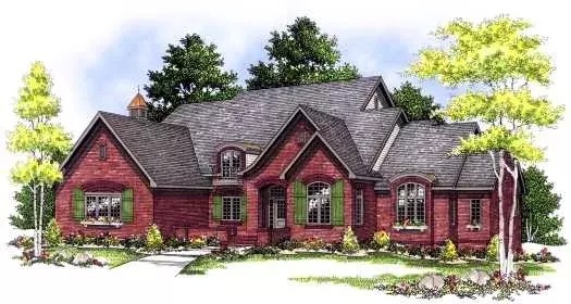French Country house plans 7-428 - front exterior, 3,468 sq ft, 4 bed, 3 bath house plans | Monster House Plans