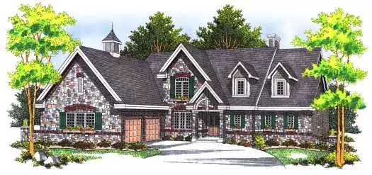 European house plans 7-432 - front exterior, 3,716 sq ft, 4 bed, 3 bath house plans | Monster House Plans