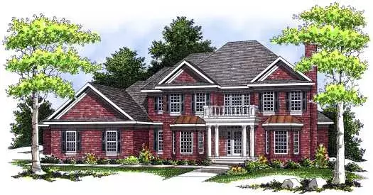 New England Colonial house plans 7-441 - front exterior, 3,850 sq ft, 3 bed, 4 bath house plans | Monster House Plans