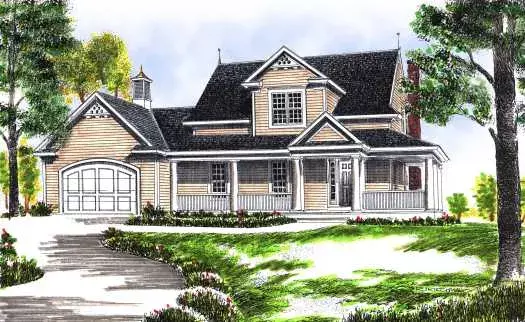 Farmhouse house plans 7-443 - front exterior, 1,792 sq ft, 3 bed, 2 bath house plans | Monster House Plans