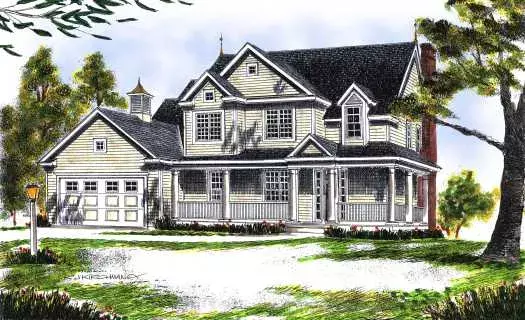 Country house plans 7-444 - front exterior, 2,009 sq ft, 4 bed, 2 bath house plans | Monster House Plans