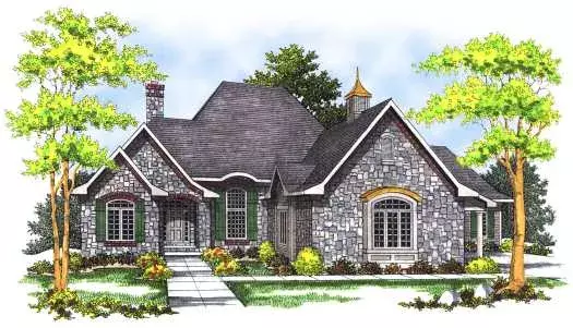 European house plans 7-453 - front exterior, 3,798 sq ft, 4 bed, 3 bath house plans | Monster House Plans
