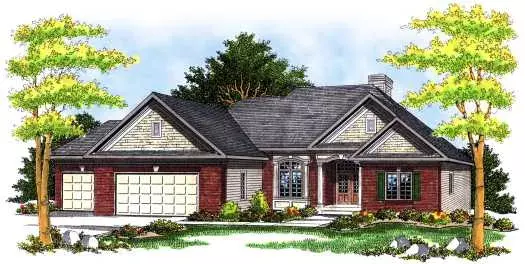 Ranch house plans 7-488 - front exterior, 3,086 sq ft, 3 bed, 2 bath house plans | Monster House Plans