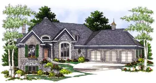 European house plans 7-490 - front exterior, 3,012 sq ft, 2 bed, 2 bath house plans | Monster House Plans