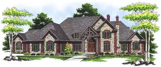 English Country house plans 7-509 - front exterior, 6,571 sq ft, 4 bed, 5 bath house plans | Monster House Plans
