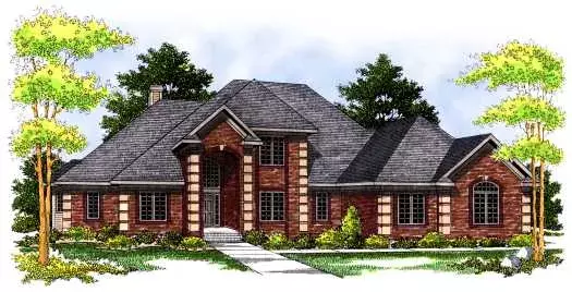 European house plans 7-512 - front exterior, 3,043 sq ft, 3 bed, 2 bath house plans | Monster House Plans