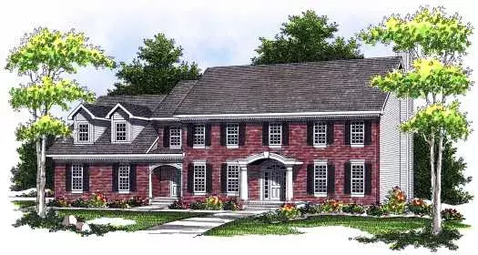 Early American house plans 7-518 - front exterior, 3,428 sq ft, 4 bed, 3 bath house plans | Monster House Plans