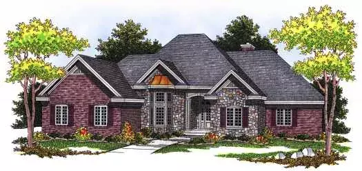European house plans 7-529 - front exterior, 3,443 sq ft, 5 bed, 4 bath house plans | Monster House Plans