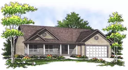 Country house plans 7-535 - front exterior, 1,233 sq ft, 3 bed, 1 bath house plans | Monster House Plans