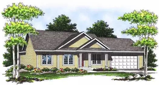 Traditional house plans 7-537 - front exterior, 1,206 sq ft, 3 bed, 2 bath house plans | Monster House Plans