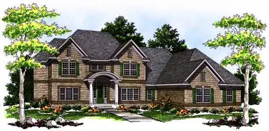 European house plans 7-538 - front exterior, 3,443 sq ft, 4 bed, 3 bath house plans | Monster House Plans