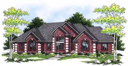 European house plans 7-542 - front exterior, 4,200 sq ft, 4 bed, 3 bath house plans | Monster House Plans