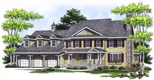 Southern Colonial house plans 7-549 - front exterior, 2,701 sq ft, 3 bed, 3 bath house plans | Monster House Plans