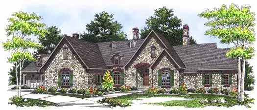French Country house plans 7-554 - front exterior, 3,120 sq ft, 3 bed, 2 bath house plans | Monster House Plans