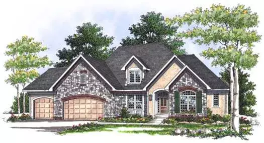 European house plans 7-559 - front exterior, 3,163 sq ft, 4 bed, 3 bath house plans | Monster House Plans