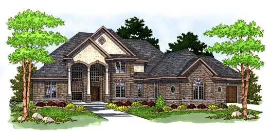 European house plans 7-561 - front exterior, 4,126 sq ft, 4 bed, 3 bath house plans | Monster House Plans