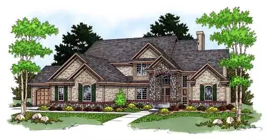 European house plans 7-575 - front exterior, 2,677 sq ft, 3 bed, 2 bath house plans | Monster House Plans