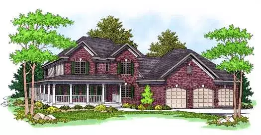 Country house plans 7-577 - front exterior, 2,905 sq ft, 4 bed, 3 bath house plans | Monster House Plans