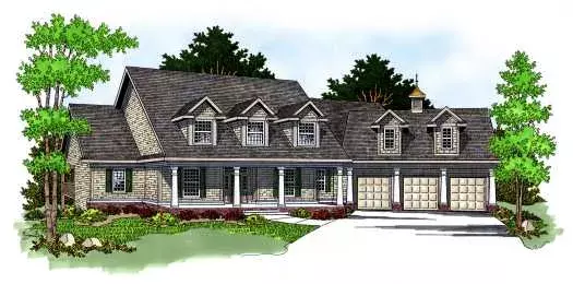 Country house plans 7-580 - front exterior, 3,495 sq ft, 4 bed, 3 bath house plans | Monster House Plans