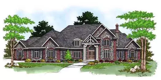 European house plans 7-581 - front exterior, 5,752 sq ft, 4 bed, 2 bath house plans | Monster House Plans