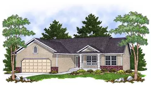 Ranch house plans 7-604 - front exterior, 2,129 sq ft, 4 bed, 2 bath house plans | Monster House Plans