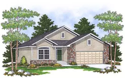 Traditional house plans 7-608 - front exterior, 1,385 sq ft, 2 bed, 2 bath house plans | Monster House Plans