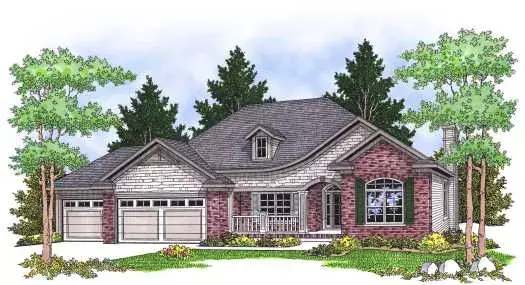 French Country house plans 7-614 - front exterior, 1,706 sq ft, 2 bed, 2 bath house plans | Monster House Plans