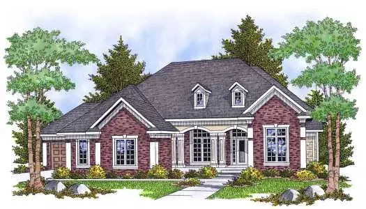 Traditional house plans 7-624 - front exterior, 3,600 sq ft, 4 bed, 3 bath house plans | Monster House Plans