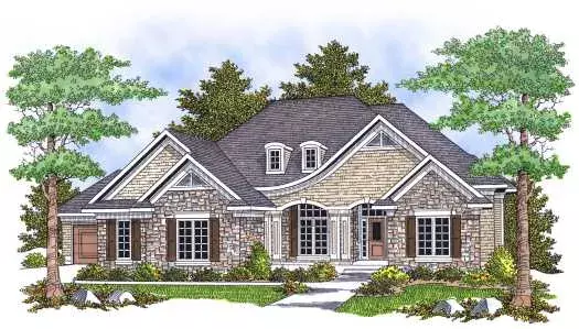 French Country house plans 7-627 - front exterior, 2,194 sq ft, 2 bed, 2 bath house plans | Monster House Plans