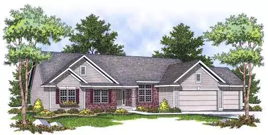 Ranch house plans 7-637 - front exterior, 1,852 sq ft, 3 bed, 2 bath house plans | Monster House Plans