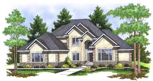 European house plans 7-654 - front exterior, 3,142 sq ft, 4 bed, 3 bath house plans | Monster House Plans
