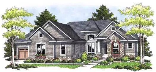 French Country house plans 7-657 - front exterior, 3,909 sq ft, 4 bed, 2 bath house plans | Monster House Plans