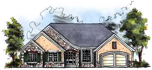 French Country house plans 7-660 - front exterior, 1,810 sq ft, 3 bed, 2 bath house plans | Monster House Plans