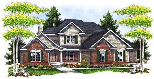 European house plans 7-681 - front exterior, 2,596 sq ft, 4 bed, 3 bath house plans | Monster House Plans