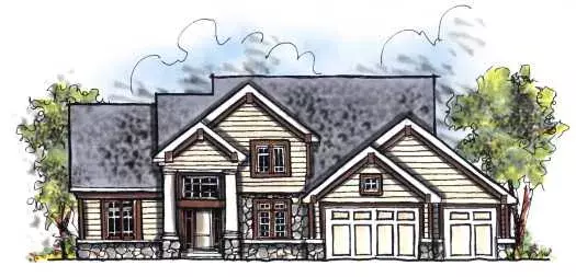 European house plans 7-690 - front exterior, 2,498 sq ft, 4 bed, 2 bath house plans | Monster House Plans