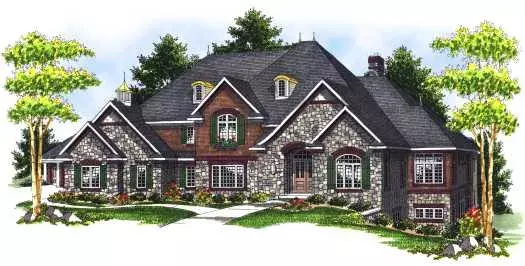 European house plans 7-692 - front exterior, 4,050 sq ft, 4 bed, 3 bath house plans | Monster House Plans