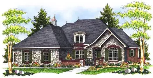 French Country house plans 7-693 - front exterior, 3,697 sq ft, 4 bed, 3 bath house plans | Monster House Plans