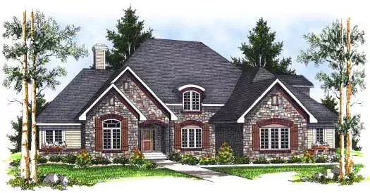 European house plans 7-695 - front exterior, 3,207 sq ft, 4 bed, 3 bath house plans | Monster House Plans