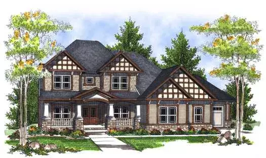 Craftsman house plans 7-716 - front exterior, 3,617 sq ft, 4 bed, 3 bath house plans | Monster House Plans