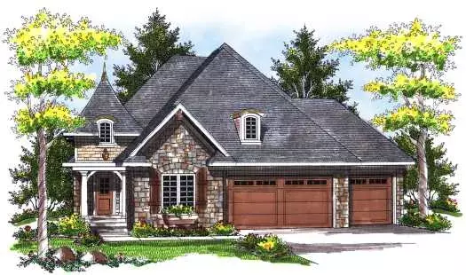 French Country house plans 7-728 - front exterior, 1,773 sq ft, 2 bed, 2 bath house plans | Monster House Plans